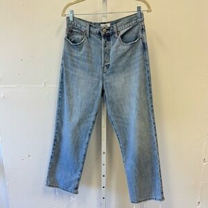 Pistola Cassie Super High Rise Straight Denim Jeans Button Down Medium Wash W29
